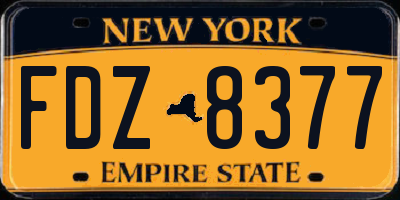 NY license plate FDZ8377