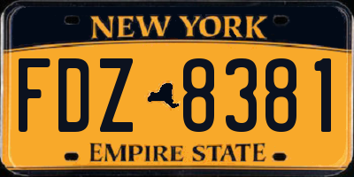 NY license plate FDZ8381
