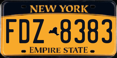 NY license plate FDZ8383