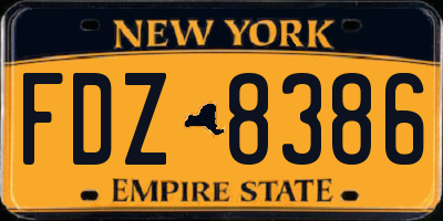 NY license plate FDZ8386