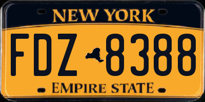 NY license plate FDZ8388