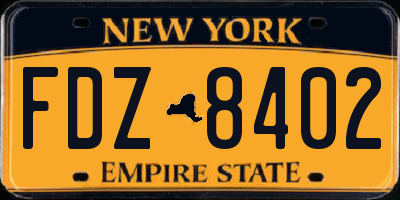 NY license plate FDZ8402