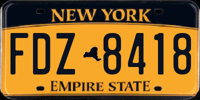 NY license plate FDZ8418