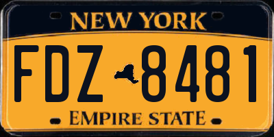 NY license plate FDZ8481