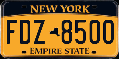 NY license plate FDZ8500