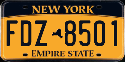 NY license plate FDZ8501