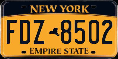 NY license plate FDZ8502