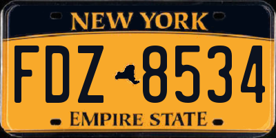 NY license plate FDZ8534