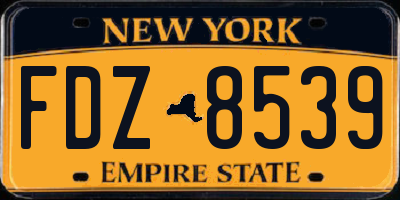 NY license plate FDZ8539