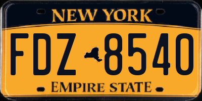 NY license plate FDZ8540