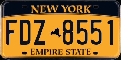 NY license plate FDZ8551