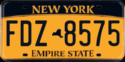 NY license plate FDZ8575