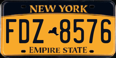 NY license plate FDZ8576