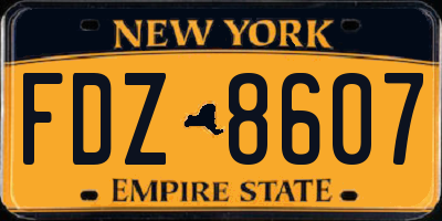 NY license plate FDZ8607