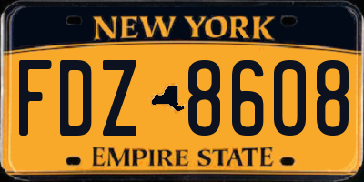 NY license plate FDZ8608