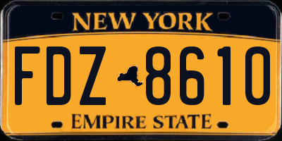 NY license plate FDZ8610