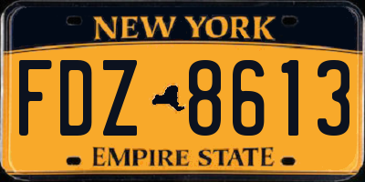 NY license plate FDZ8613