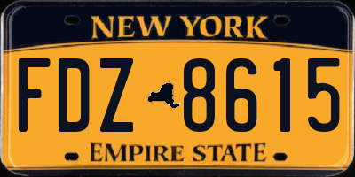 NY license plate FDZ8615