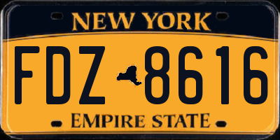 NY license plate FDZ8616