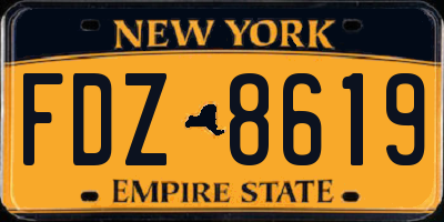NY license plate FDZ8619