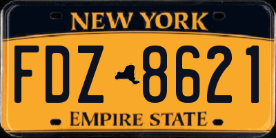 NY license plate FDZ8621
