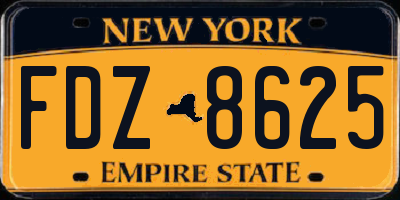 NY license plate FDZ8625