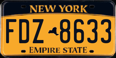 NY license plate FDZ8633