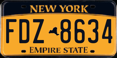 NY license plate FDZ8634