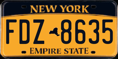 NY license plate FDZ8635