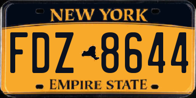 NY license plate FDZ8644