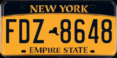 NY license plate FDZ8648
