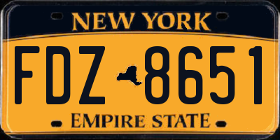 NY license plate FDZ8651