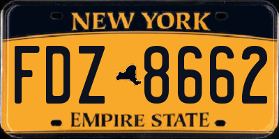 NY license plate FDZ8662