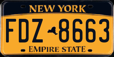 NY license plate FDZ8663