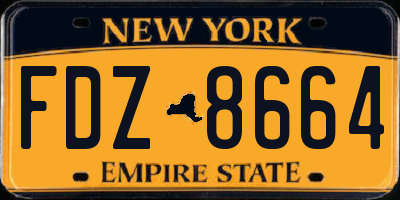 NY license plate FDZ8664