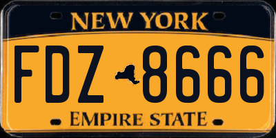 NY license plate FDZ8666