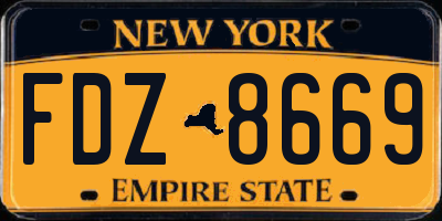 NY license plate FDZ8669