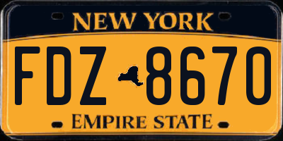 NY license plate FDZ8670