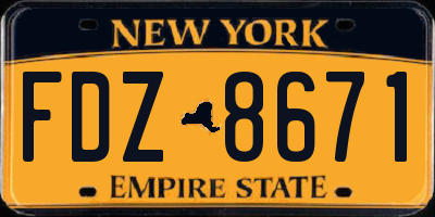 NY license plate FDZ8671