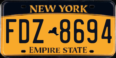 NY license plate FDZ8694