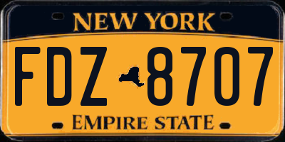 NY license plate FDZ8707