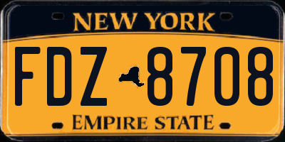 NY license plate FDZ8708