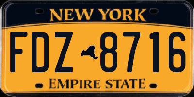 NY license plate FDZ8716