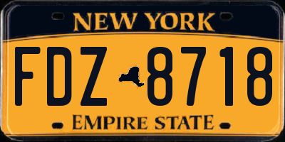 NY license plate FDZ8718