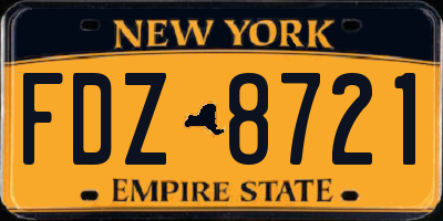 NY license plate FDZ8721