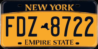 NY license plate FDZ8722