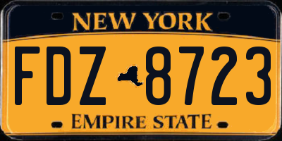 NY license plate FDZ8723
