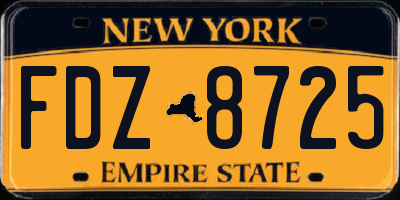 NY license plate FDZ8725