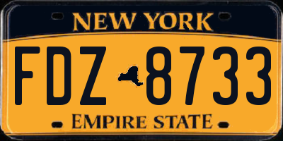 NY license plate FDZ8733