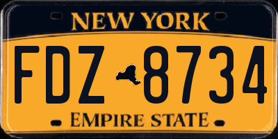 NY license plate FDZ8734